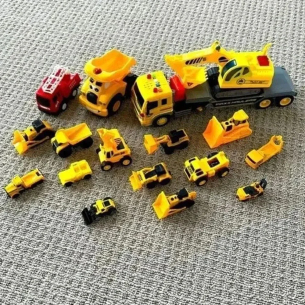 Bundle of 17 pieces of toy contruction vehicles for toodlers in good condition